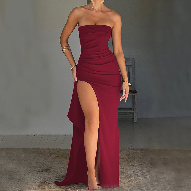 The Stephanie Strapless Split Long Dress