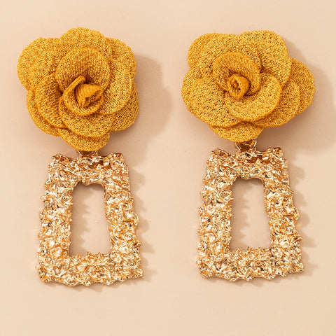 The Embossed Flower Square Earrings