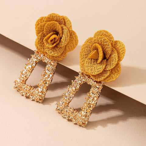 The Embossed Flower Square Earrings