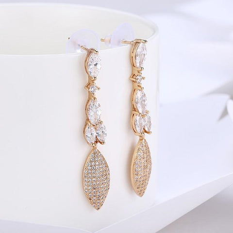 Austrian Crystal Pear Earrings 18K