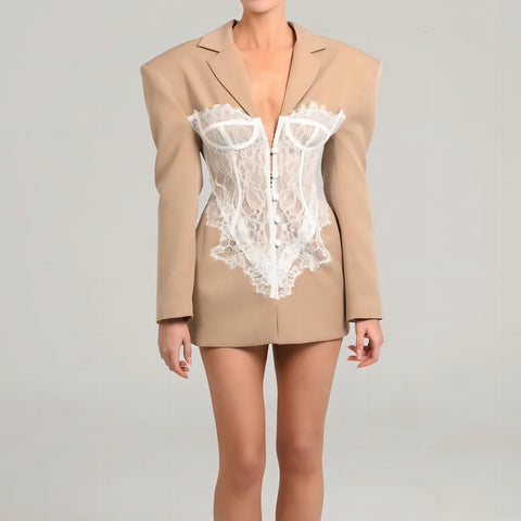 The Lace Stitching Waist Blazer